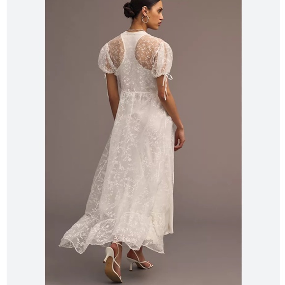 Brand New BY ANTHROPOLOGIE SHEER SHORT-SLEEVE ORGANZA MAXI DRESS - Picture 2 of 9